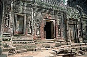 Ta Prohm temple - devatas sculpted on the gallery walls